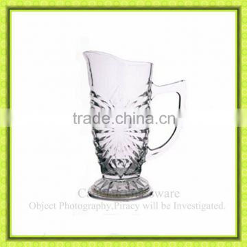 Luxury glass pitcher with handle for beverage or cold drink water glass jug