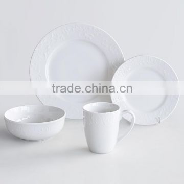 20pcs ceramic dinnerware set,porcelain with embossment