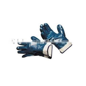 Nitrile gloves. Jersey liner fully blue Nitrile caoted Gloves, safety cuff.