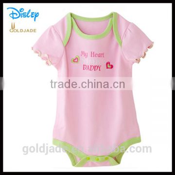 Custom 100% Cotton New 2014 Print Baby Romper Pink