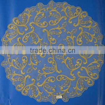 Hot sale wholesale dubai new design embroidery round gold table cloth