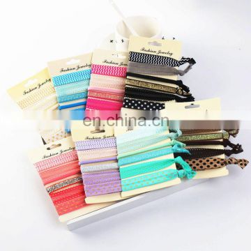 Hot sale Basic Flat Elastic Hair Ties knot print elastic ponytail holder for girls wholesale