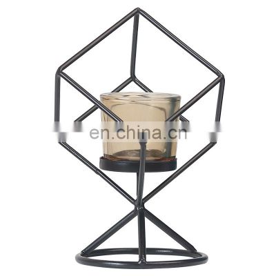 New design creative geometric metal candlestick holders romantic iron candle holders candlelight dinner desktop decoration