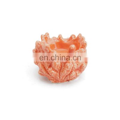 custom design unique coral orange table decorative ceramic candle holder supplier