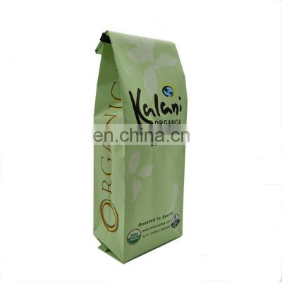 Side gusset flat bottom custom printed drip coffee bean packaging bag aluminum foil coffee bag with valve and tin tie