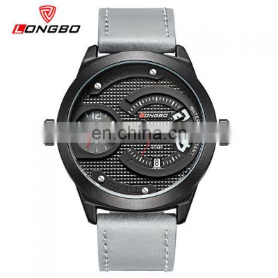 LONGBO 3016 Luxury Casual Dial Special Design Calendar Men Military Sports Watch 2017 New Fashion Leather Strap Male watch