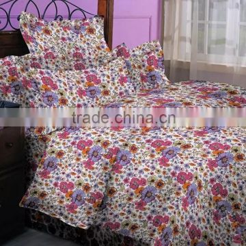 cheap 100% polyester new design beautiful floral print bed sheet set