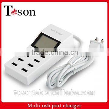 Intelligent USB charger with LCD screen , 7.2A 6 port 9.2A 8 port multi port usb charger adapter universal CE ROHS