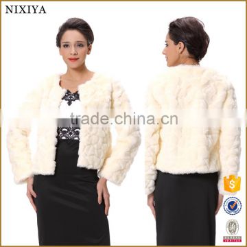 Popular Design Long Sleeve Womens White Fur Coat