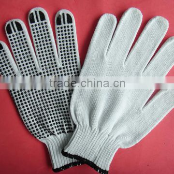 string knitted cotton gloves white cotton pvc dot gloves