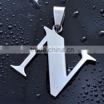 Custom 316 stainless steel letter n pendant