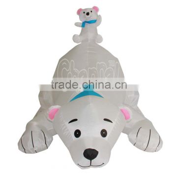White Inflatable Bear with a Baby Bear Christmas Yard Decor