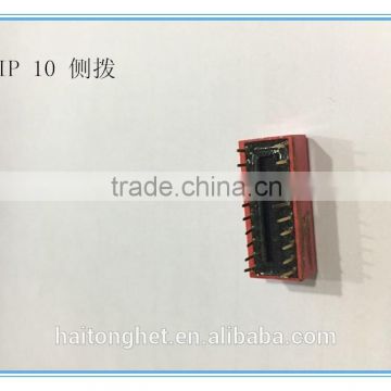 10 Position 10 Pins Red Color DIP Slide Type Switch