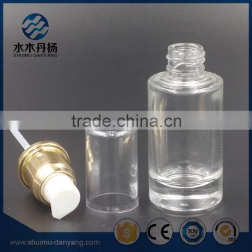 30ml cylinder clear airless glass lotion bottle