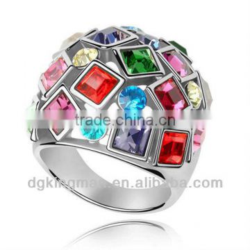 Jewelry 2013 New Design Colorful Austrian Crystal Rings For Women
