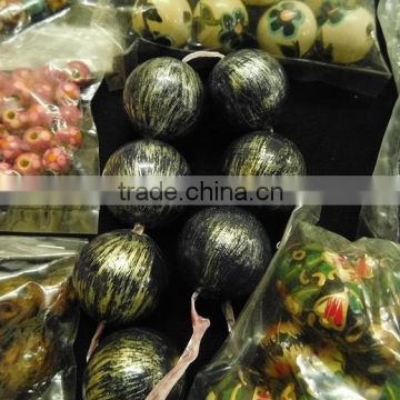 handmade hand painted wooden beads in size 12 mm suitable for bead stores and jewelry designers