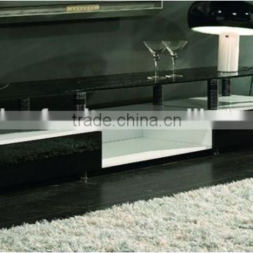 TV-3045 glass top white and black tv cabinet