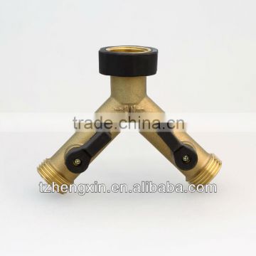 Brass 3-way garden water hose connector
