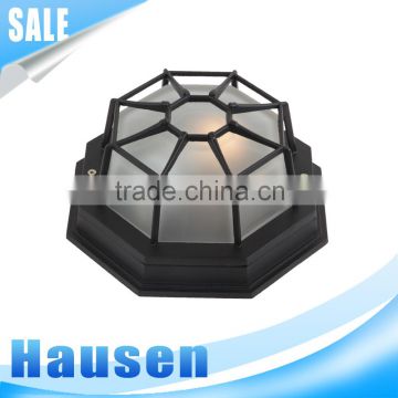Black metal cubic vintage ceiling light simple style ceiling lamp with glass lampshade