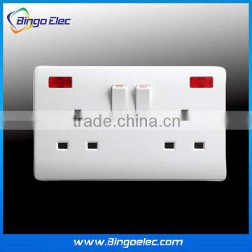 double 13a switched socket with neon