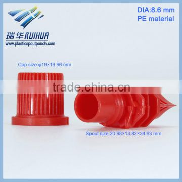 Red PE 8.6mm spout cap plastic for doypack making machine
