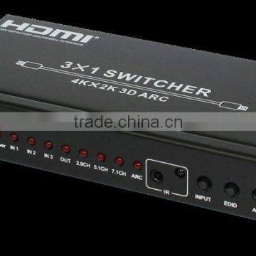 High quality 3 by 1 HDMI Switcher with ARC, HDMI 1.4