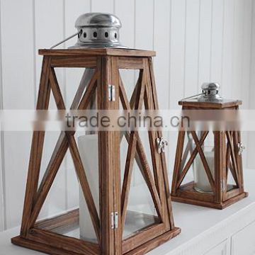 Home Decor wooden lantern centerpieces With Metal Top