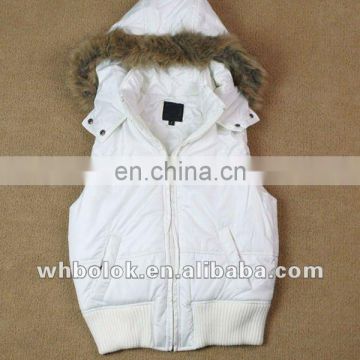 Womens quilted white waistcoat with hood padding vest