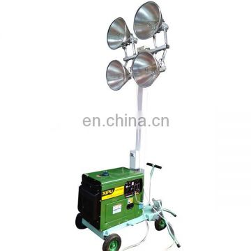 diesel trailer light tower,trailer mounted lighting towers,mobile light tower (elevated by hand-operated)