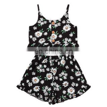 casual 2PCS Toddler Baby clothing set Girl summer ruffles Floral printed Tops Blouses and flower Shorts Outfits
