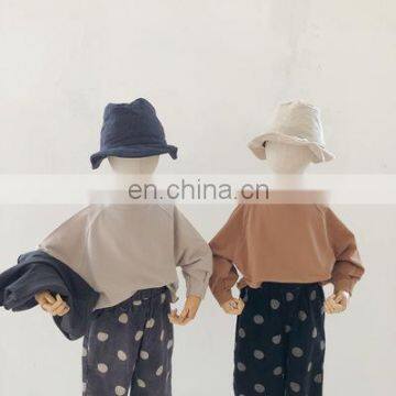 2020 autumn new Korean children's clothing boys loose edge solid color beautiful velvet long-sleeved T-shirt girls bottoming shi