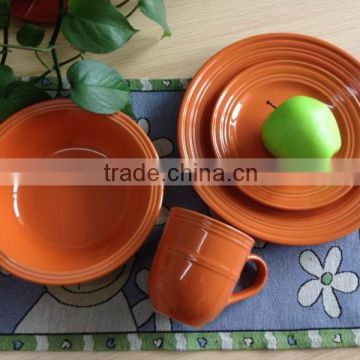 2016 hot ceramic tableware dinnerware sets with orange solid color