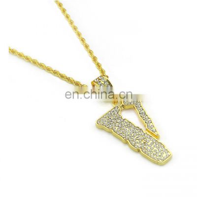 Classic Design Jewelry 18K Gold Plated  Full Diamond Choker Pendant Necklace for Unisex