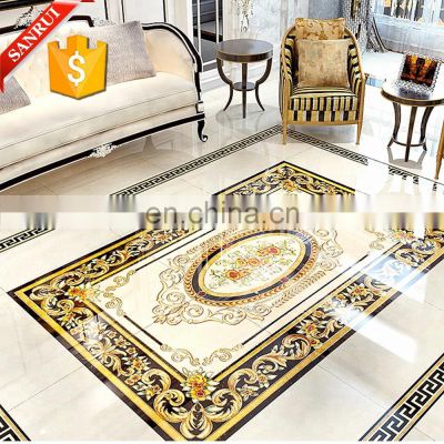 1200x1800mm Polished Golden Crystal Porcelain Floor Tile Flower Design Carpet Tiles