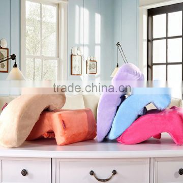 Plush multi usage nap neck support backrest cushion j shape cushion pillow anti hemorrhoids oblong shaped nap pillow