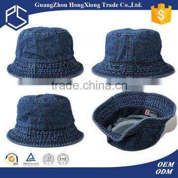 Guangzhou hongxiong cheap custom floppy pure denim design bucket hat