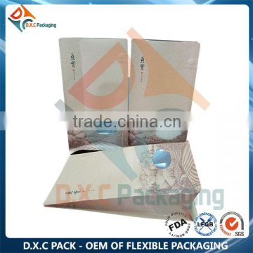 Heat Seal Metallic Lined Kraft Paper Window Pouch Cereal Pakcgaing Bag