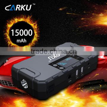 Carku brand multi-function jump starter LCD displayer compact jump starter 15000mAh lithium jump starter