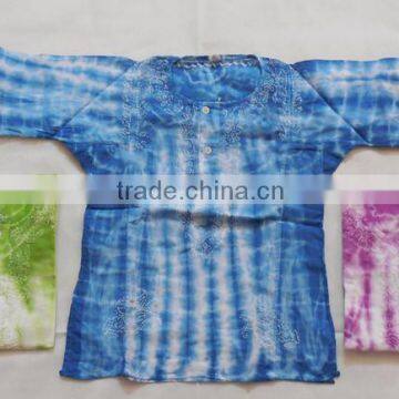 WHOLESALE SPRING EUROPEAN STYLE 100% COTTON TIE DYE KIDS TUNIC TOP ONLINE