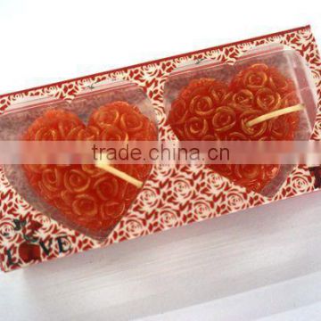 2pcs heart shape wedding candle with small rose