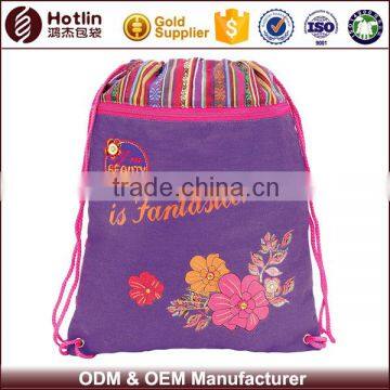 Purple Girl Wholesale Canvas Drawstring Sports Bag