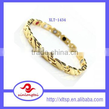 Hot sales 24K gold women design stainless steel ion power bracelet