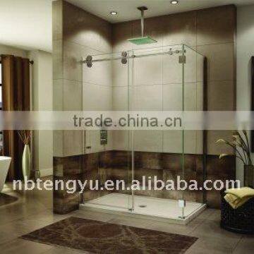 elegant big roller frameless sliding shower door