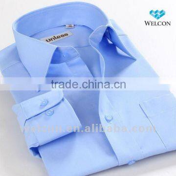 long sleeve Italian style latest fashion design business dress wear organic cotton blue men formal shirt