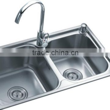 Double bowl of handmade stainless steel kitchen sink l with competitive price