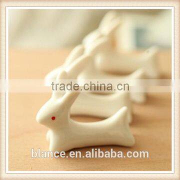 Ceramic Rabbit Figurine for Decorative Collectibles in Chopsticks Stand Design