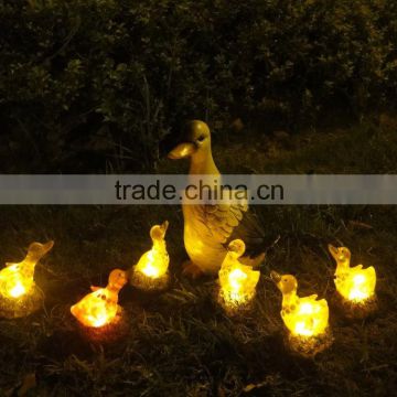 Mother & Son duck figurine sensor garden solar light