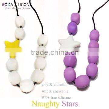 ruuber toy teething necklace wood silicone necklace