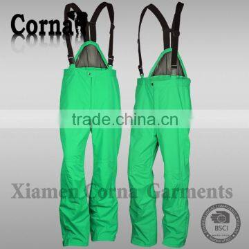 OEM service BSCI audit men elastic belt ski pants green waterproof outdoor cheap trousers