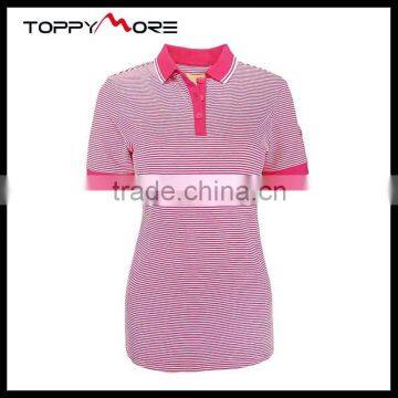 T056-3544P Single Jersey Women's Stripe Polo Shirt With Custom Label